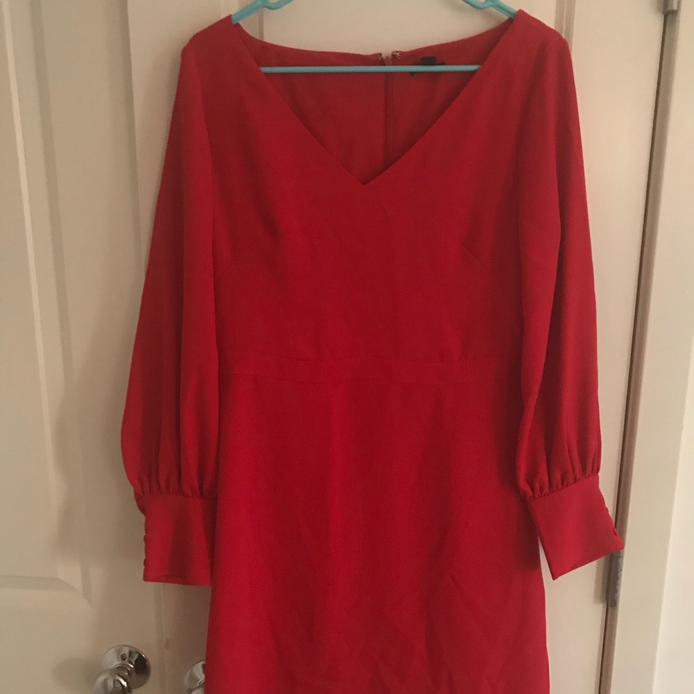 Red Ann Taylor long sleeve dress
